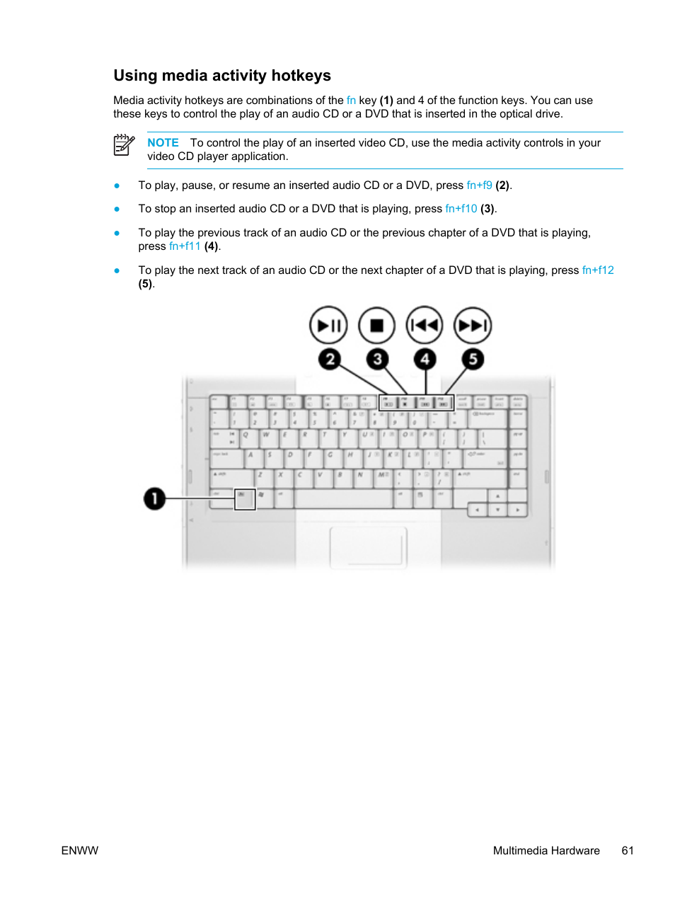 Using media activity hotkeys | HP Compaq Presario V5000 CTO Notebook PC User Manual | Page 71 / 186