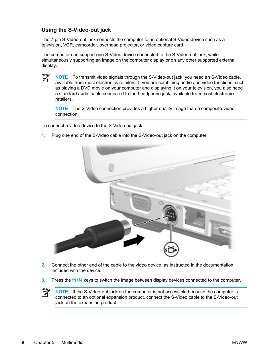 Using the s-video-out jack | HP Compaq Presario V5000 CTO Notebook PC User Manual | Page 76 / 186