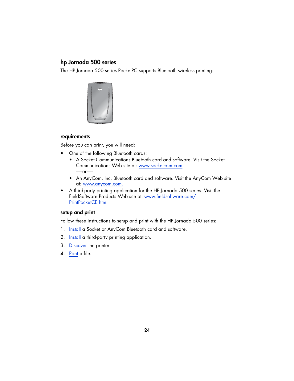 Hp jornada 500 series | HP Deskjet 995c Printer User Manual | Page 27 / 82