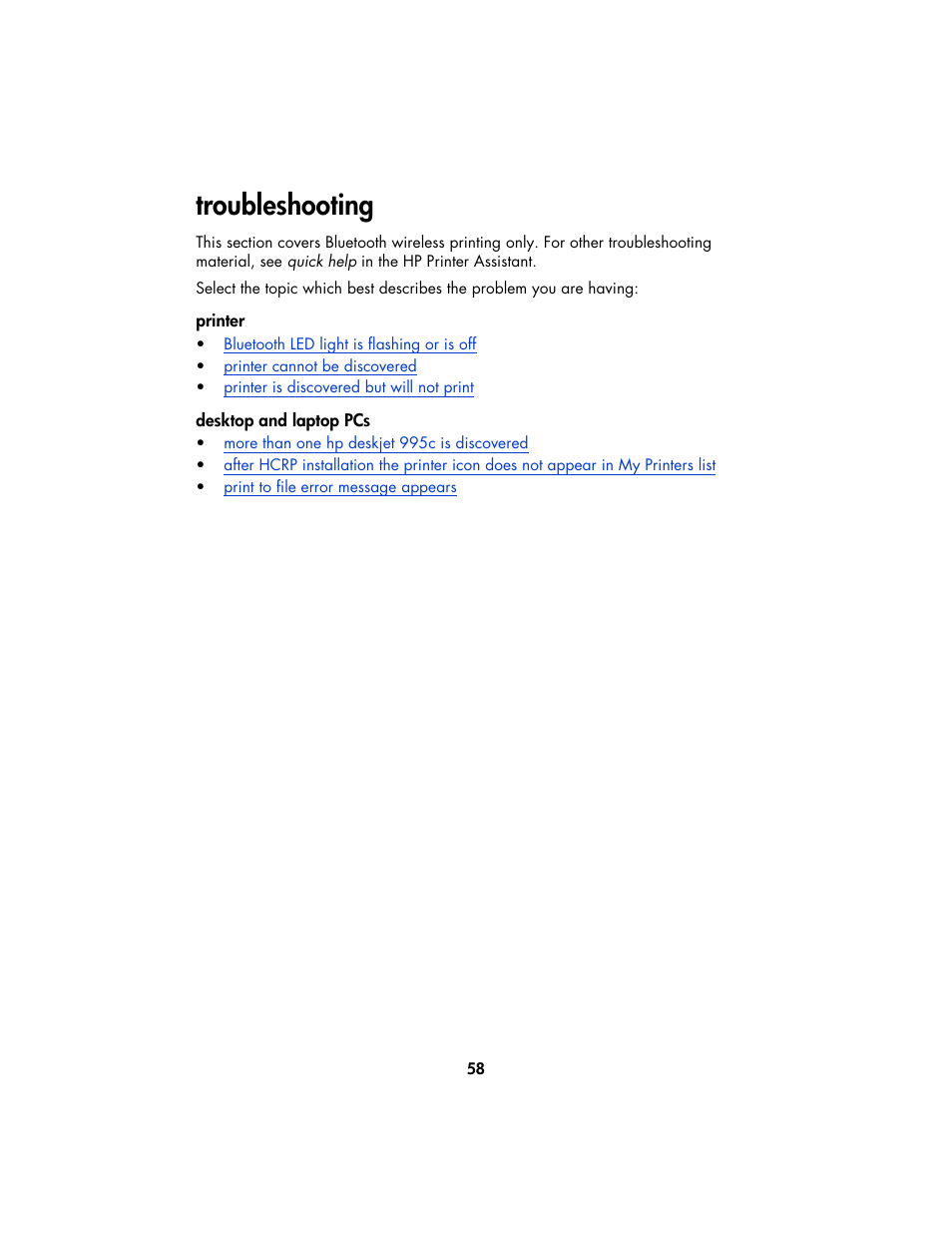 Troubleshooting | HP Deskjet 995c Printer User Manual | Page 61 / 82