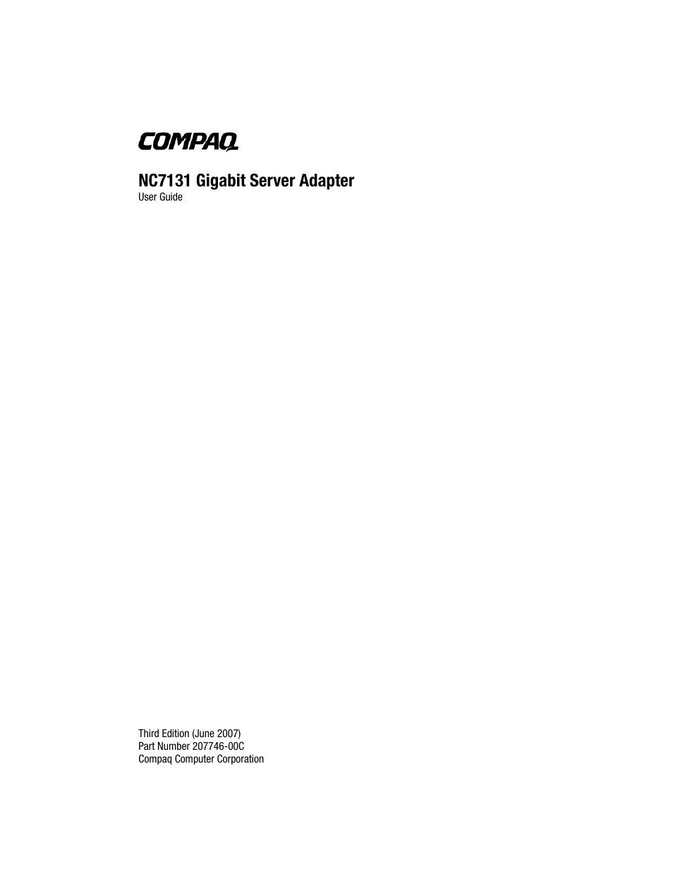 HP NC7131 PCI Gigabit Server Adapter User Manual | 24 pages