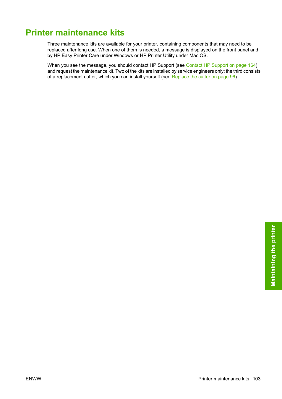 Printer maintenance kits | HP Designjet Z3100 Photo Printer series User Manual | Page 113 / 185