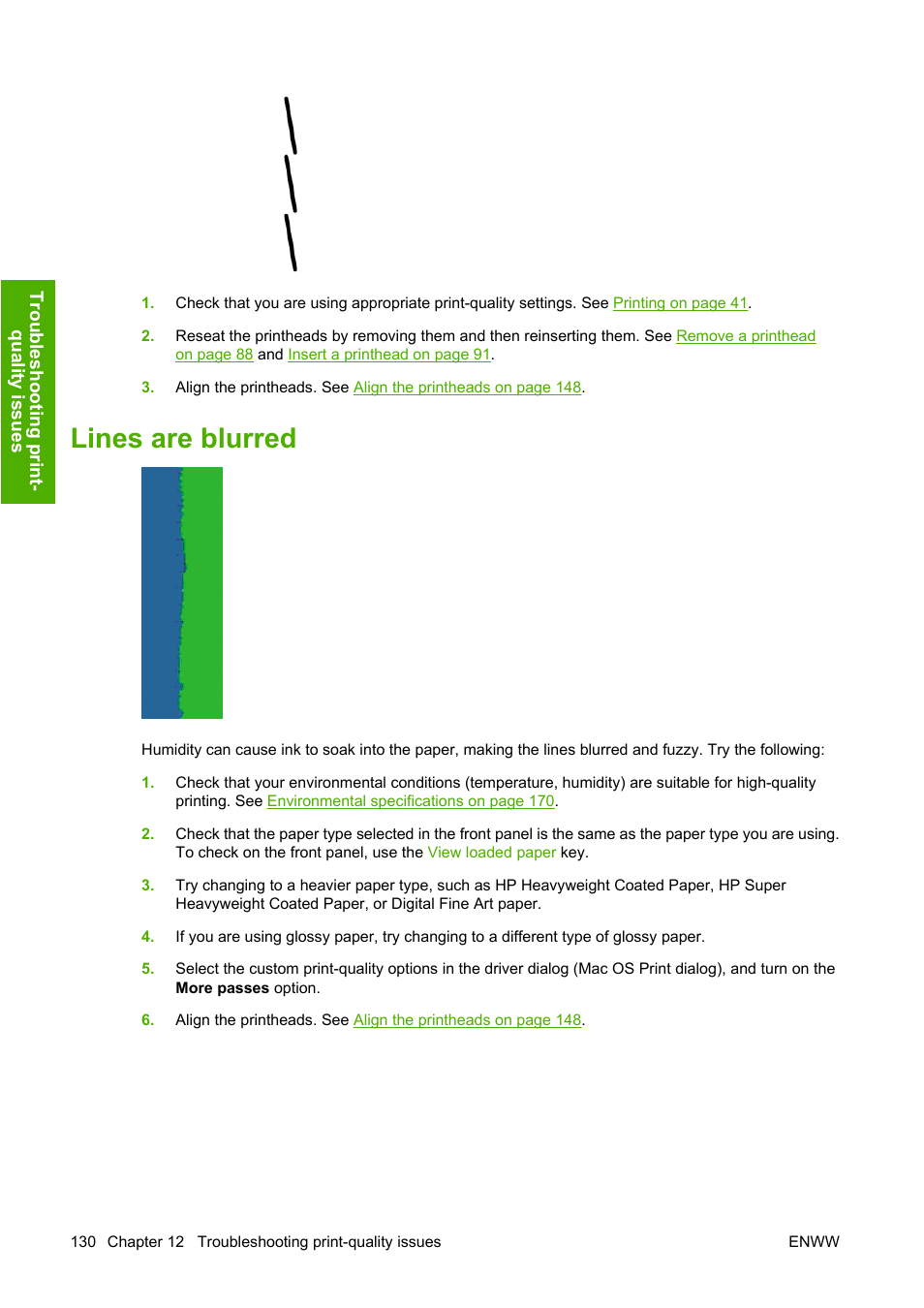 Lines are blurred | HP Designjet Z3100 Photo Printer series User Manual | Page 140 / 185