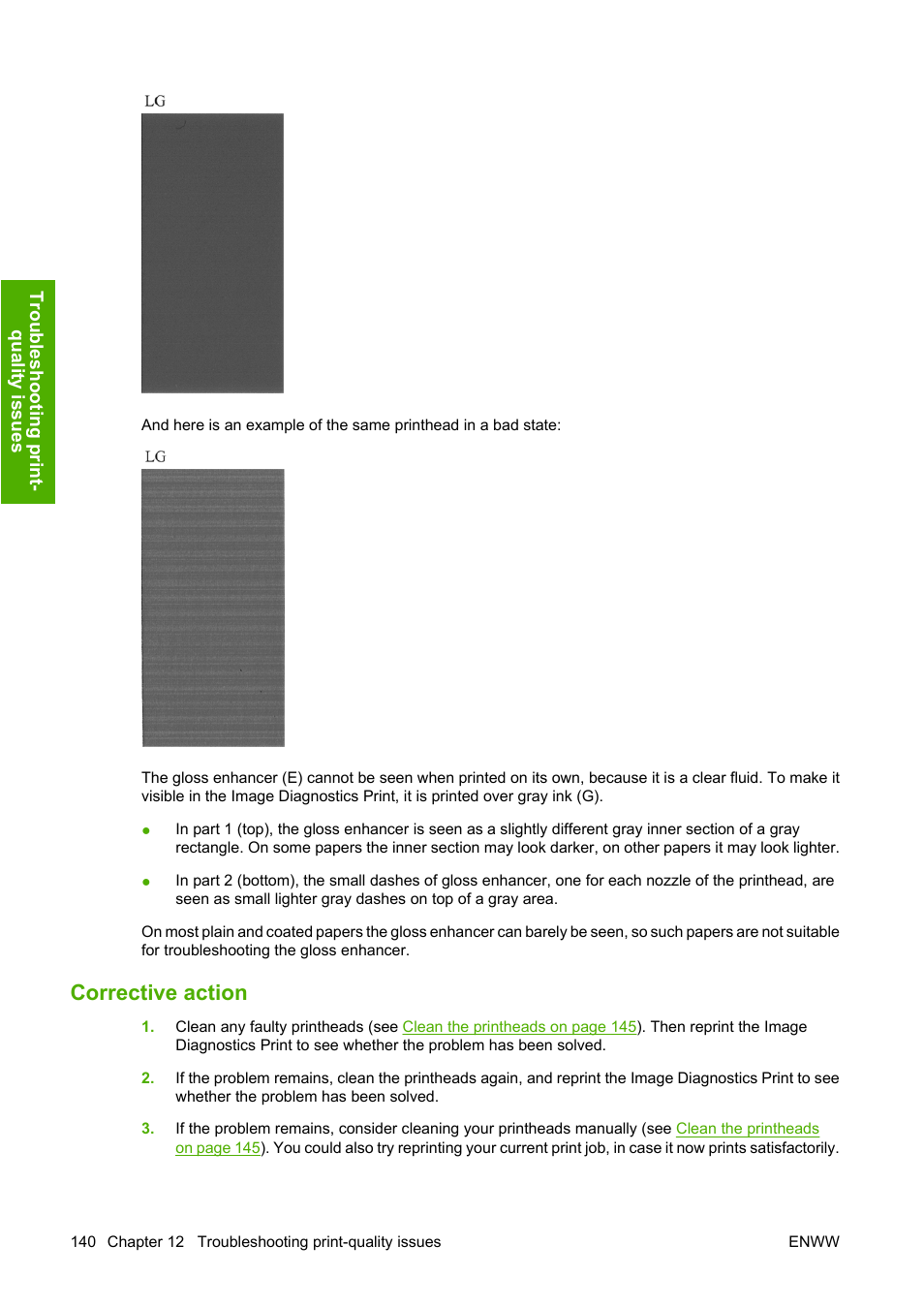 Corrective action | HP Designjet Z3100 Photo Printer series User Manual | Page 150 / 185