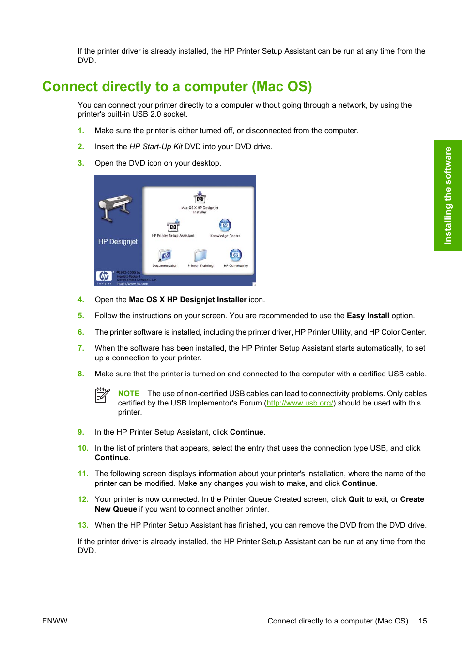 Connect directly to a computer (mac os) | HP Designjet Z3100 Photo Printer series User Manual | Page 25 / 185