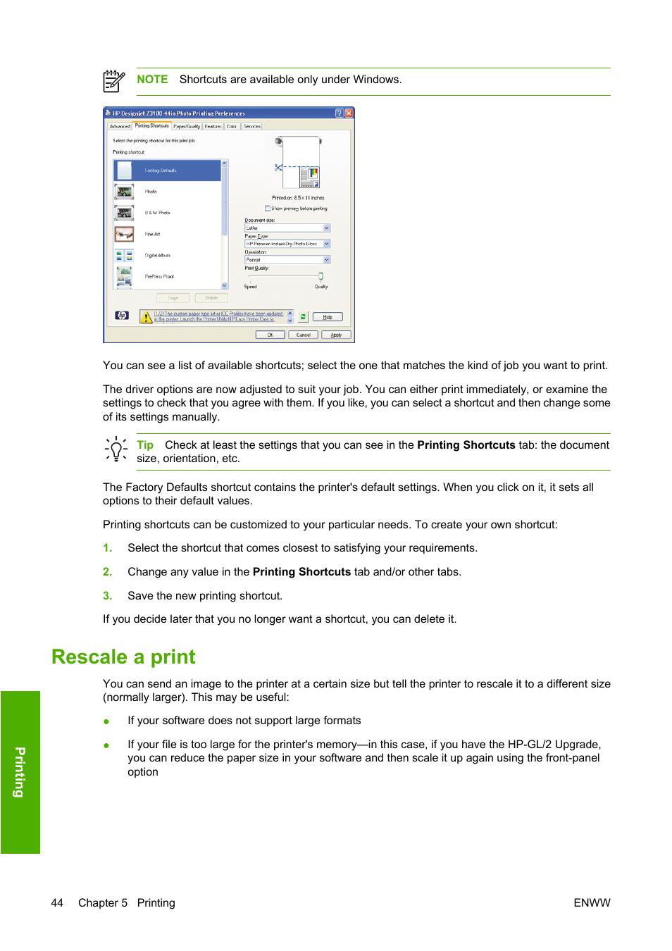 Rescale a print, Rescale a | HP Designjet Z3100 Photo Printer series User Manual | Page 54 / 185