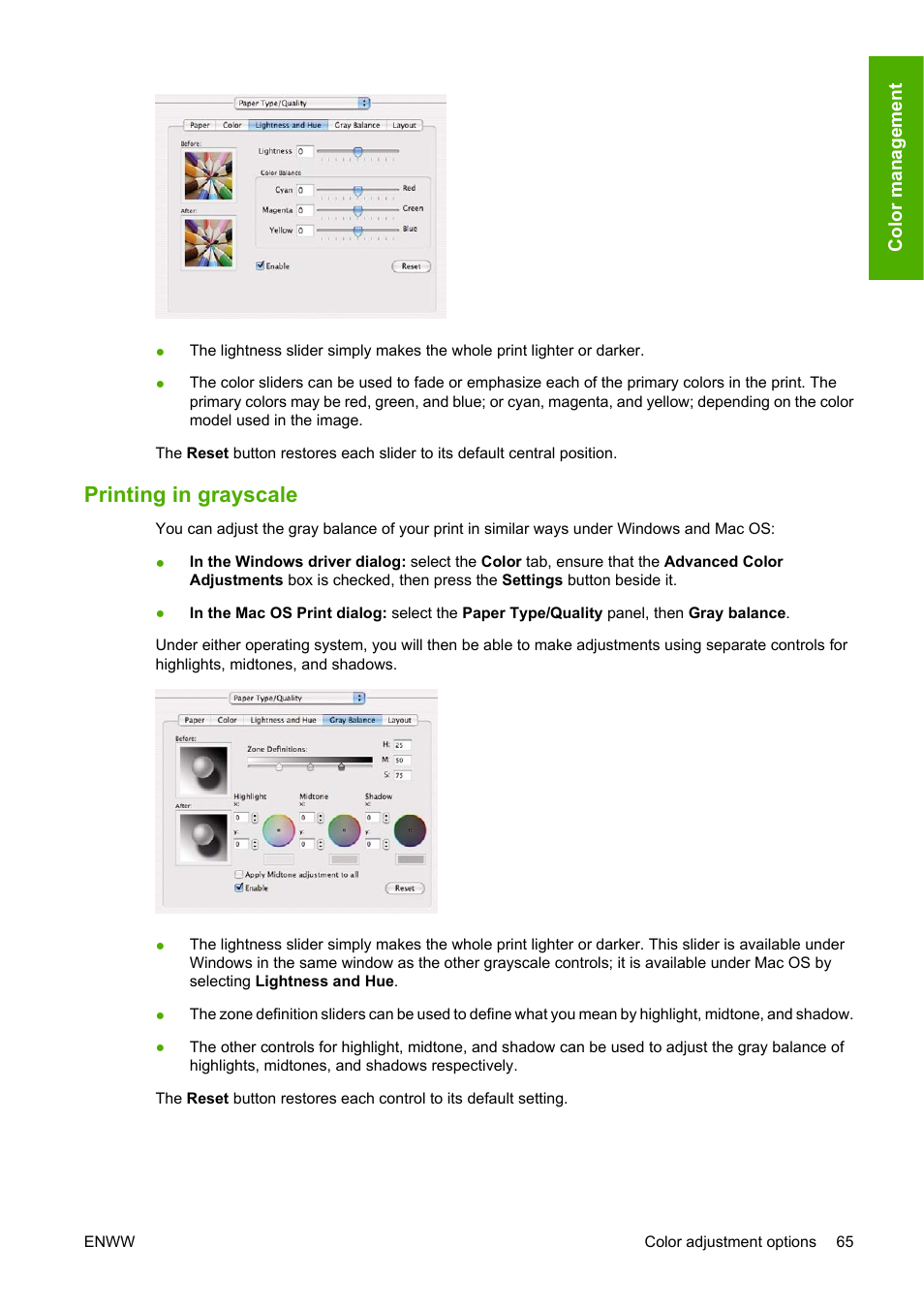 Printing in grayscale | HP Designjet Z3100 Photo Printer series User Manual | Page 75 / 185