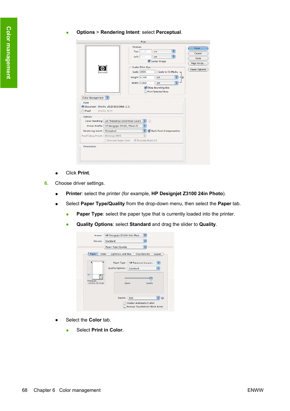 HP Designjet Z3100 Photo Printer series User Manual | Page 78 / 185