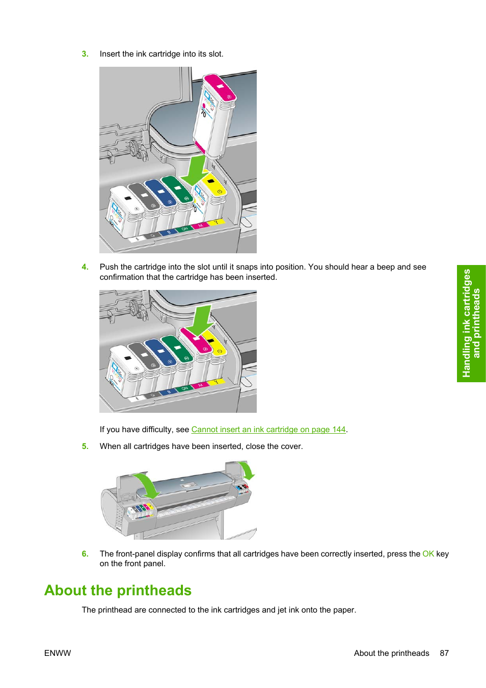 About the printheads | HP Designjet Z3100 Photo Printer series User Manual | Page 97 / 185