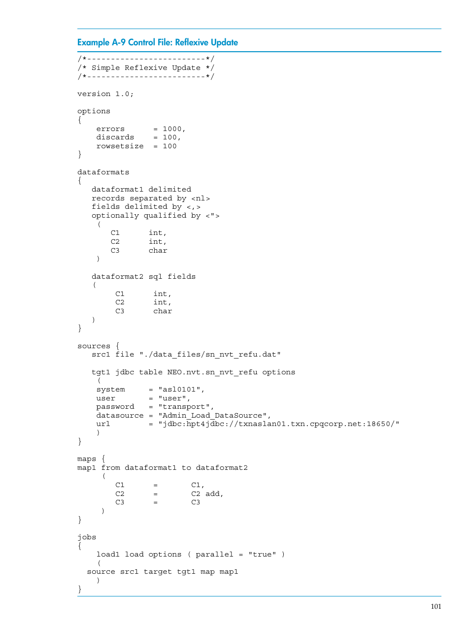 Control file: reflexive update, Control | HP Neoview Release 2.5 Software User Manual | Page 101 / 136