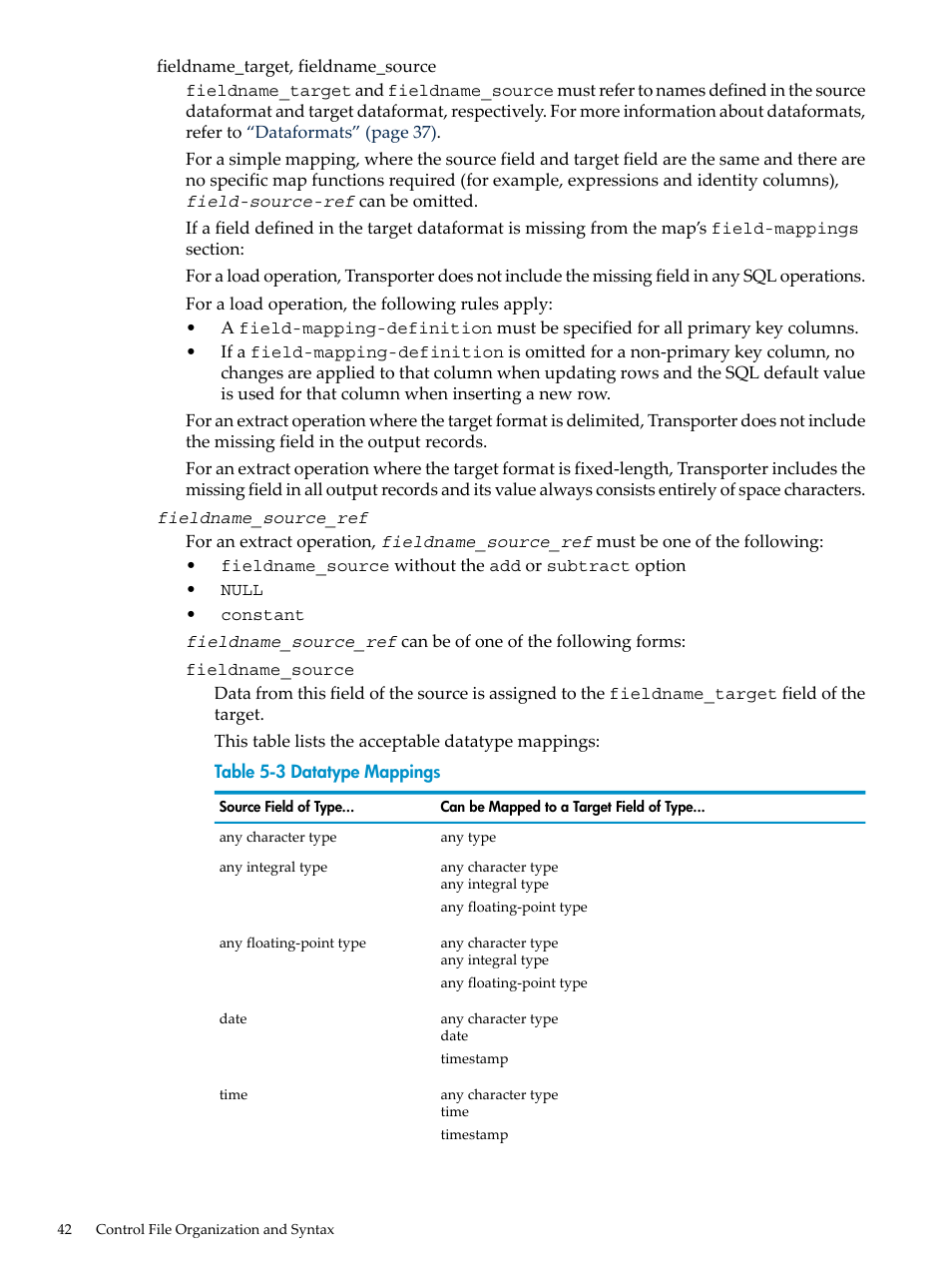 Datatype mappings | HP Neoview Release 2.5 Software User Manual | Page 42 / 136