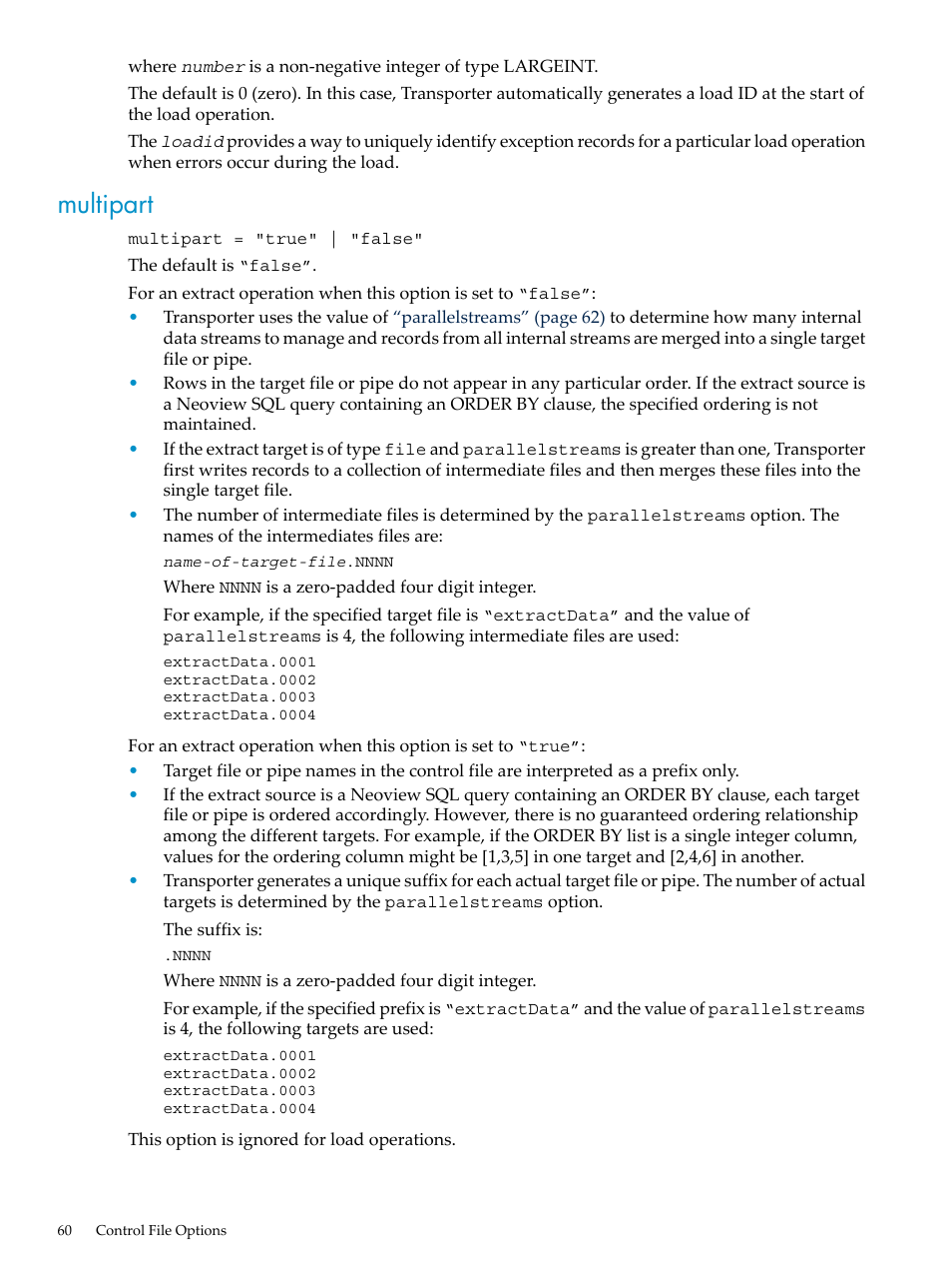 Multipart | HP Neoview Release 2.5 Software User Manual | Page 60 / 136