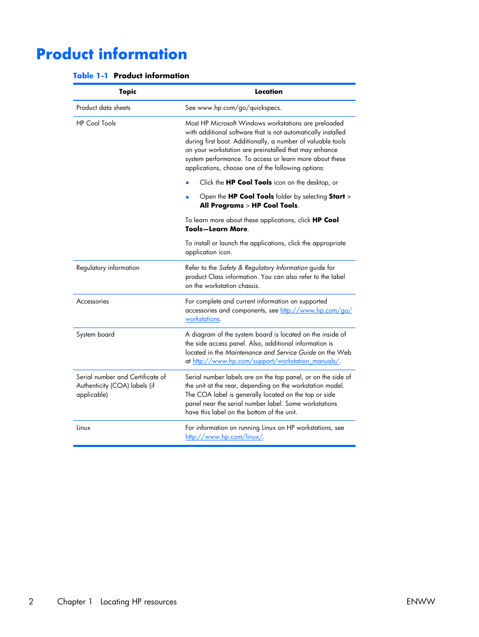 Product information | HP Z210 Convertible Minitower-Workstation User Manual | Page 10 / 68