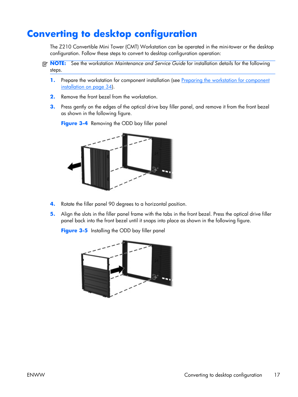 Converting to desktop configuration | HP Z210 Convertible Minitower-Workstation User Manual | Page 25 / 68