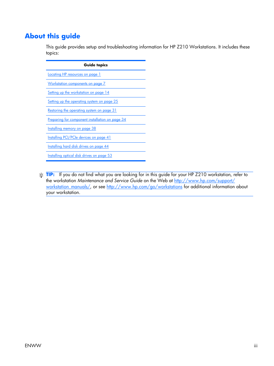 About this guide | HP Z210 Convertible Minitower-Workstation User Manual | Page 3 / 68