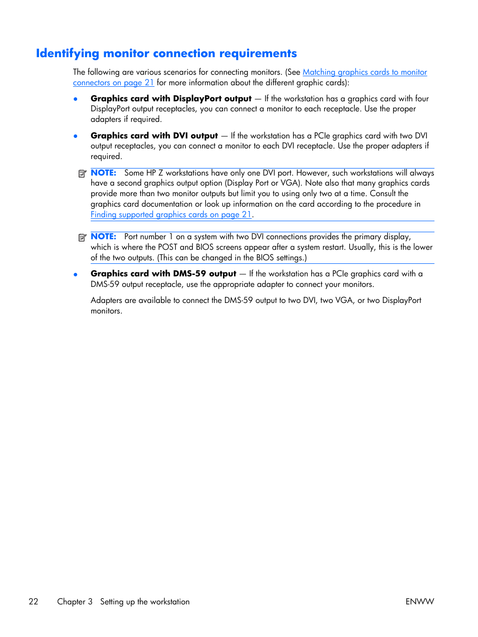 Identifying monitor connection requirements, Identifying | HP Z210 Convertible Minitower-Workstation User Manual | Page 30 / 68