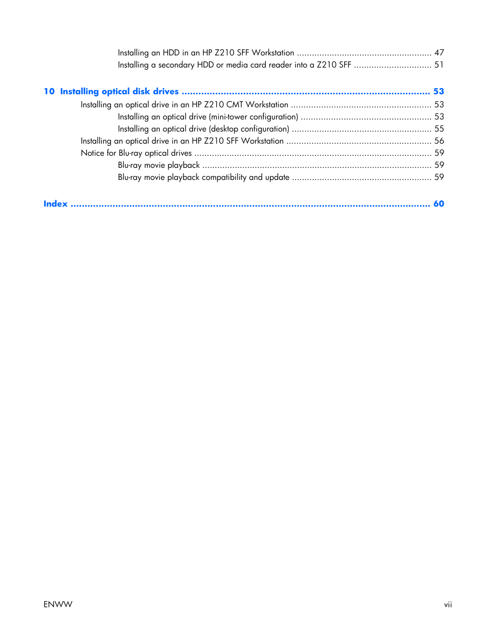 HP Z210 Convertible Minitower-Workstation User Manual | Page 7 / 68