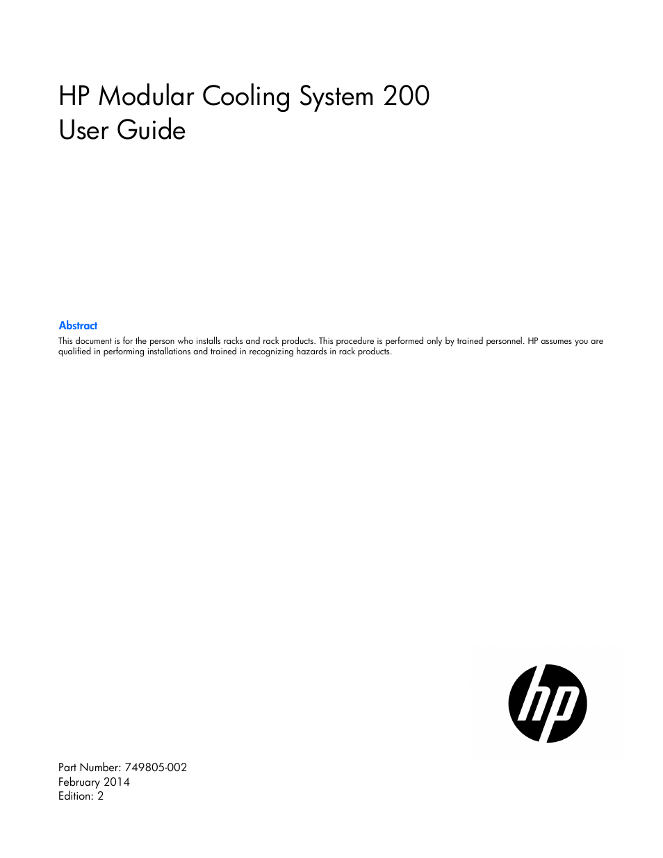 HP Modular Cooling System User Manual | 75 pages