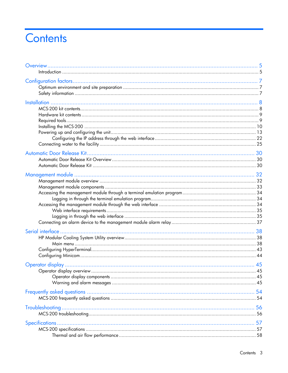 HP Modular Cooling System User Manual | Page 3 / 75