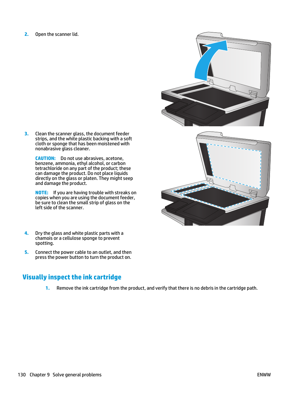 Visually inspect the ink cartridge | HP Officejet Enterprise Color X585 Multifunction Printer series User Manual | Page 140 / 172