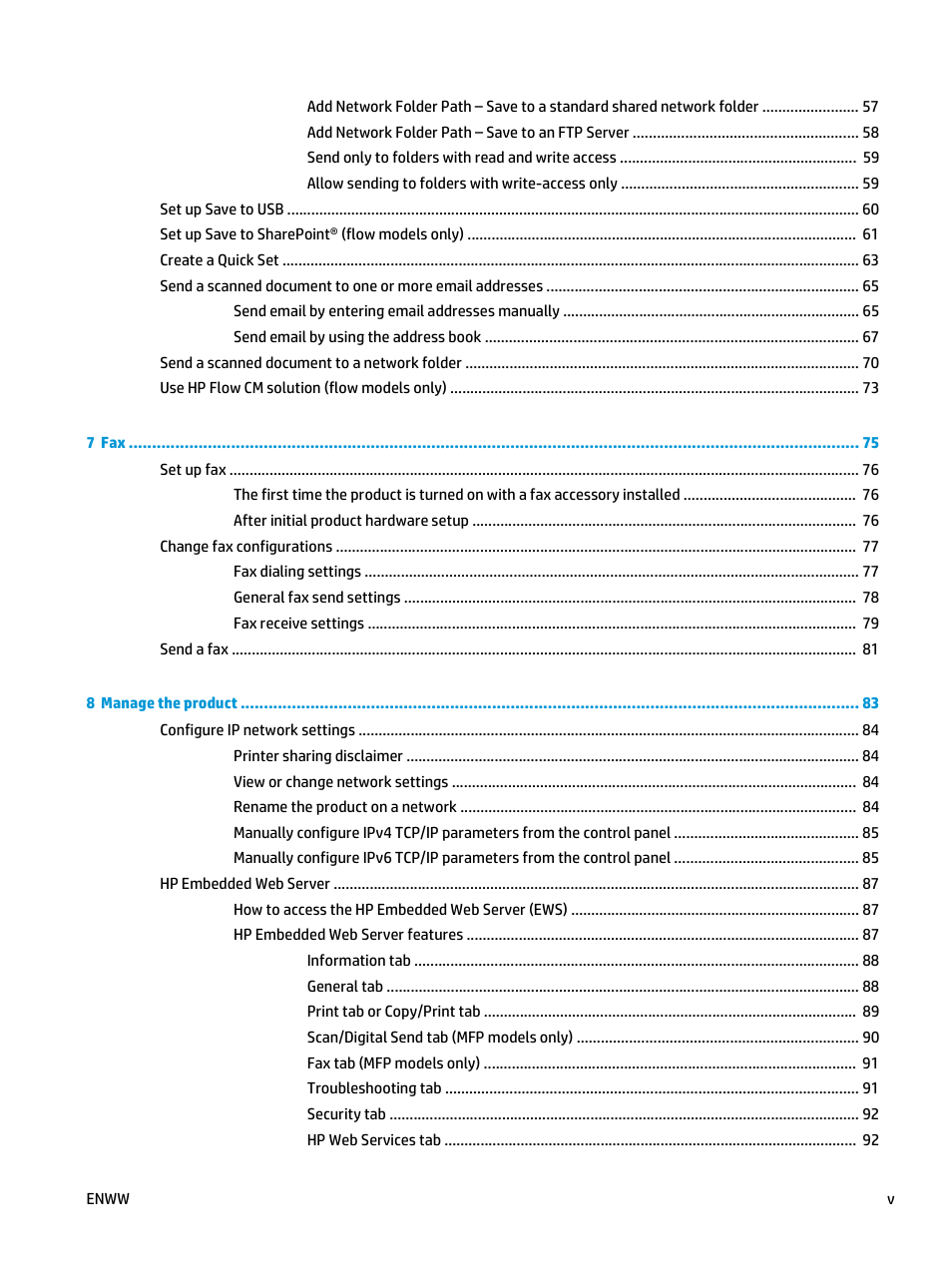 HP Officejet Enterprise Color X585 Multifunction Printer series User Manual | Page 7 / 172