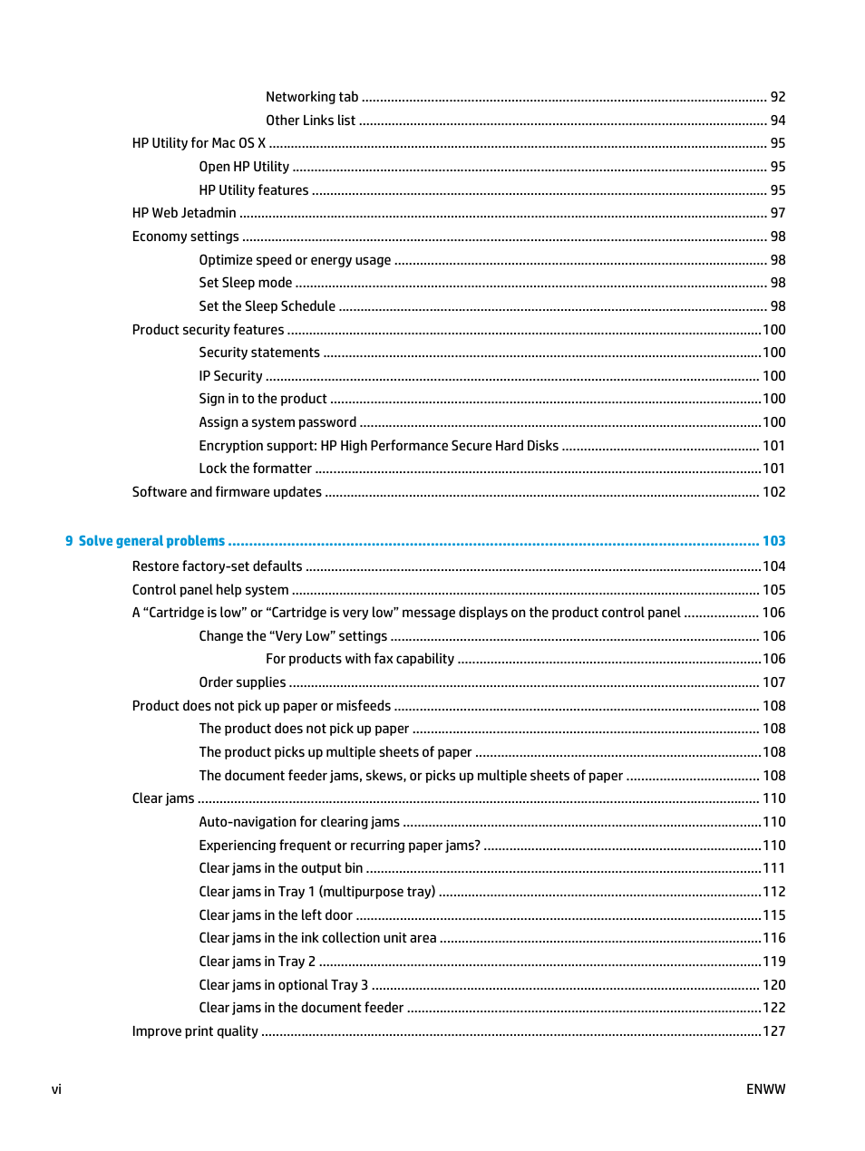 HP Officejet Enterprise Color X585 Multifunction Printer series User Manual | Page 8 / 172