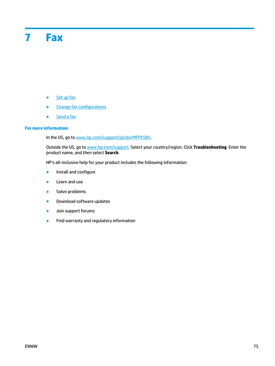7 fax, 7fax | HP Officejet Enterprise Color X585 Multifunction Printer series User Manual | Page 85 / 172