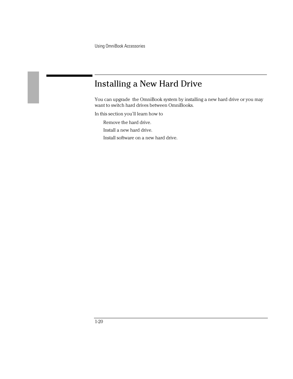 Installing a new hard drive | HP OmniBook 2000 Notebook PC User Manual | Page 20 / 40