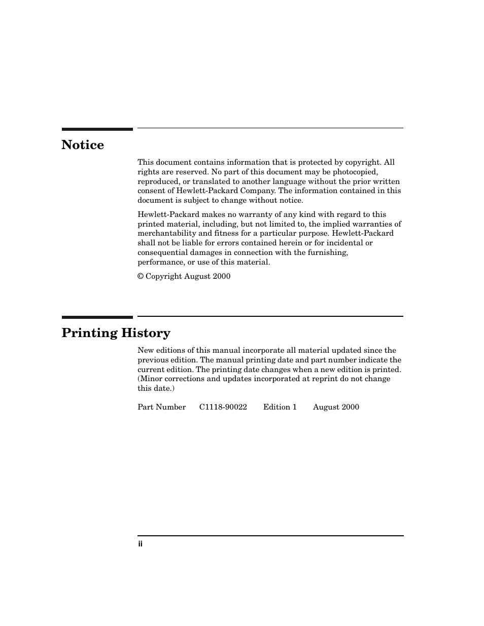 Notice, Printing history | HP Optical Jukeboxes User Manual | Page 2 / 108