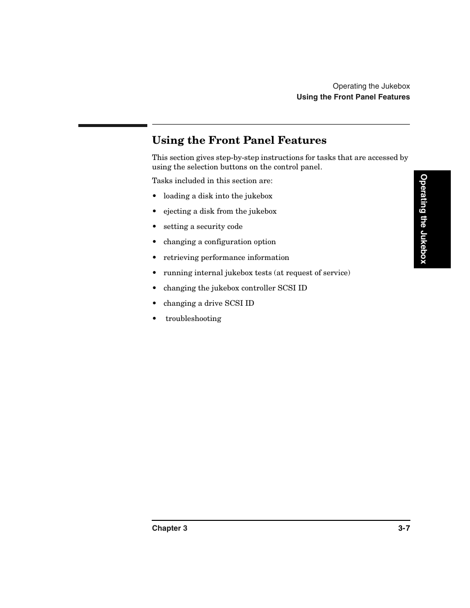 Using the front panel features -7, Using the front panel features | HP Optical Jukeboxes User Manual | Page 45 / 108