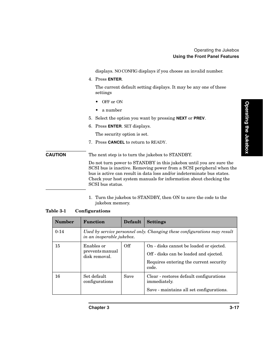 Table31 configurations, Table 3-1. configurations -17 | HP Optical Jukeboxes User Manual | Page 55 / 108