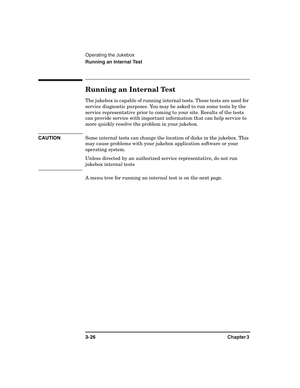Running an internal test -26, Running an internal test | HP Optical Jukeboxes User Manual | Page 64 / 108
