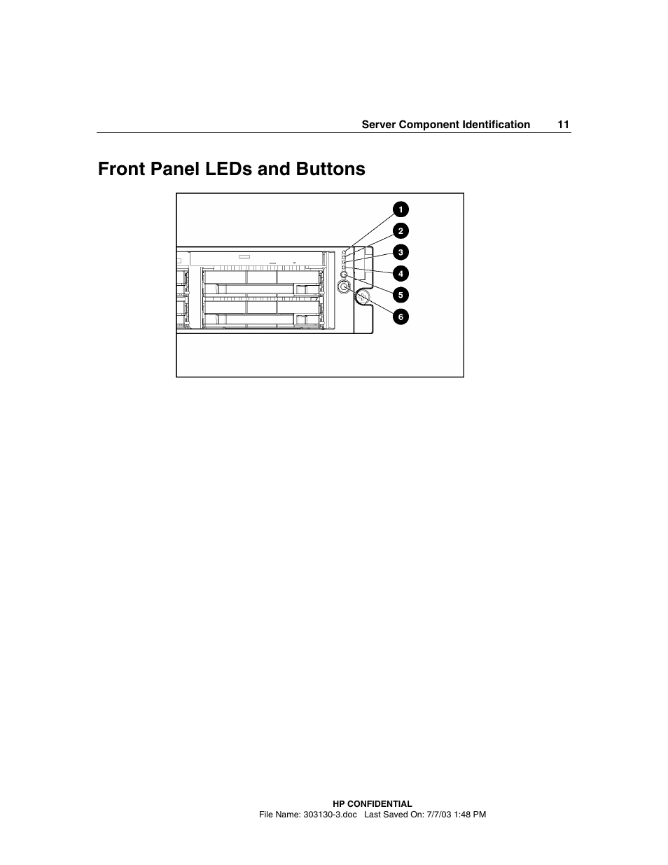 Front panel leds and buttons | HP ProLiant DL380 G3 Server User Manual | Page 11 / 164