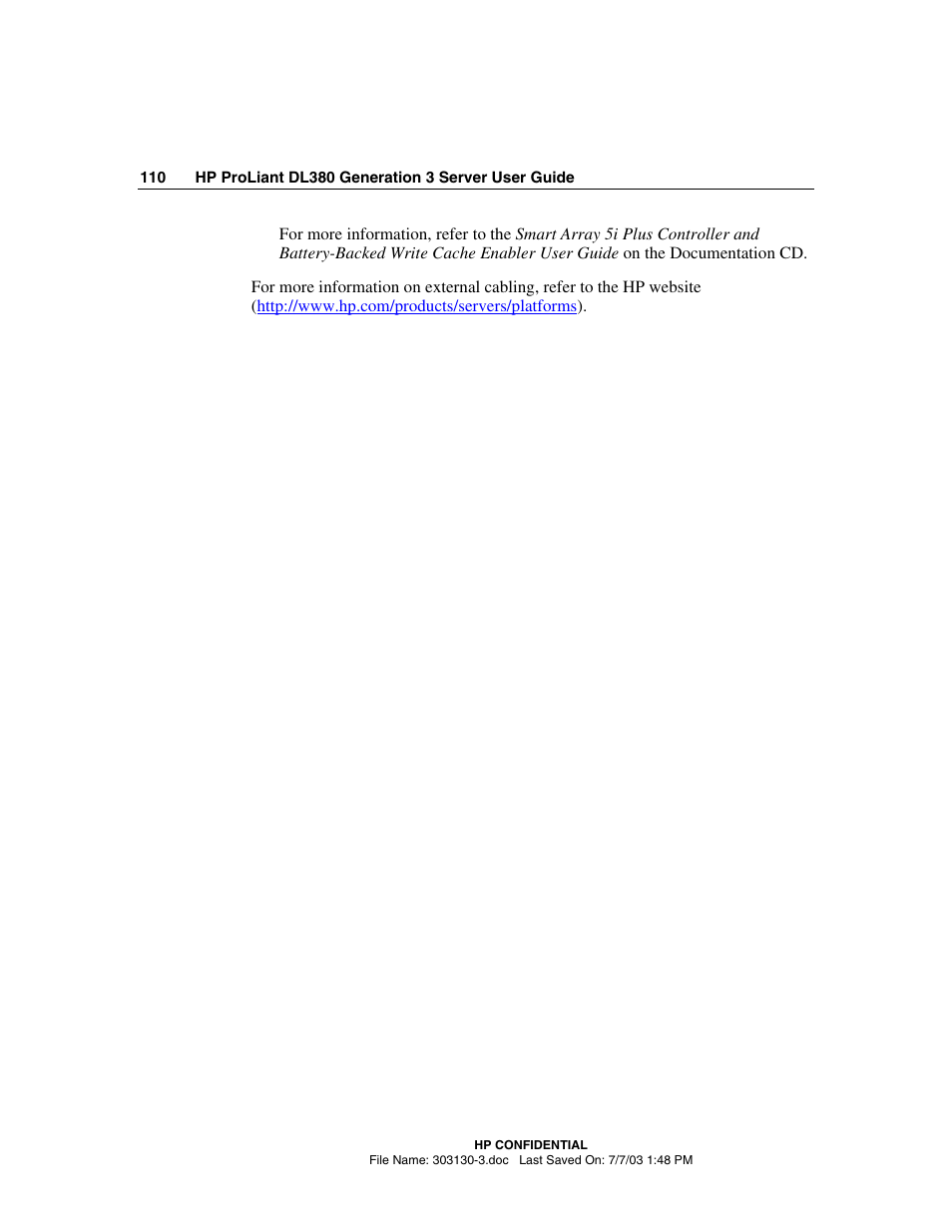 HP ProLiant DL380 G3 Server User Manual | Page 110 / 164