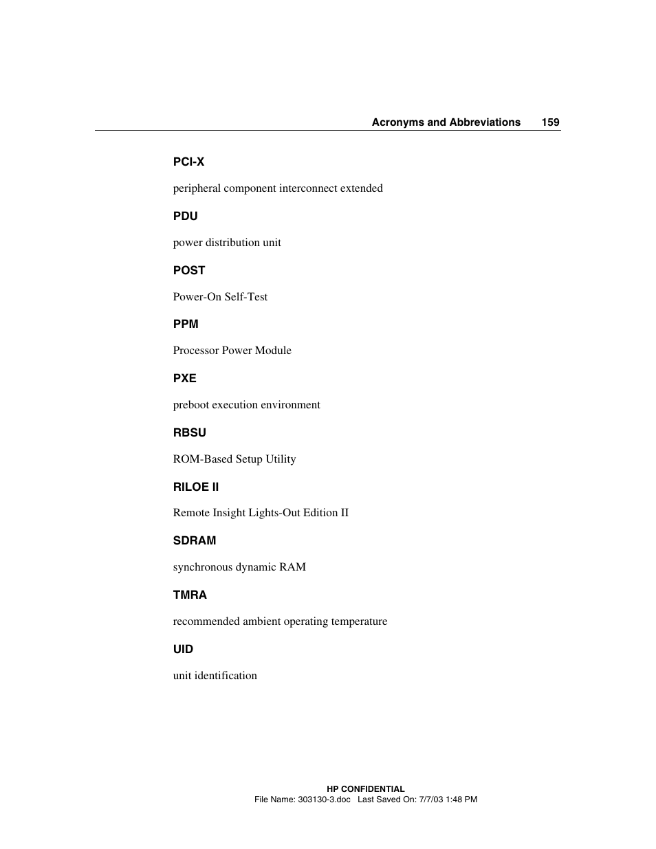 HP ProLiant DL380 G3 Server User Manual | Page 159 / 164