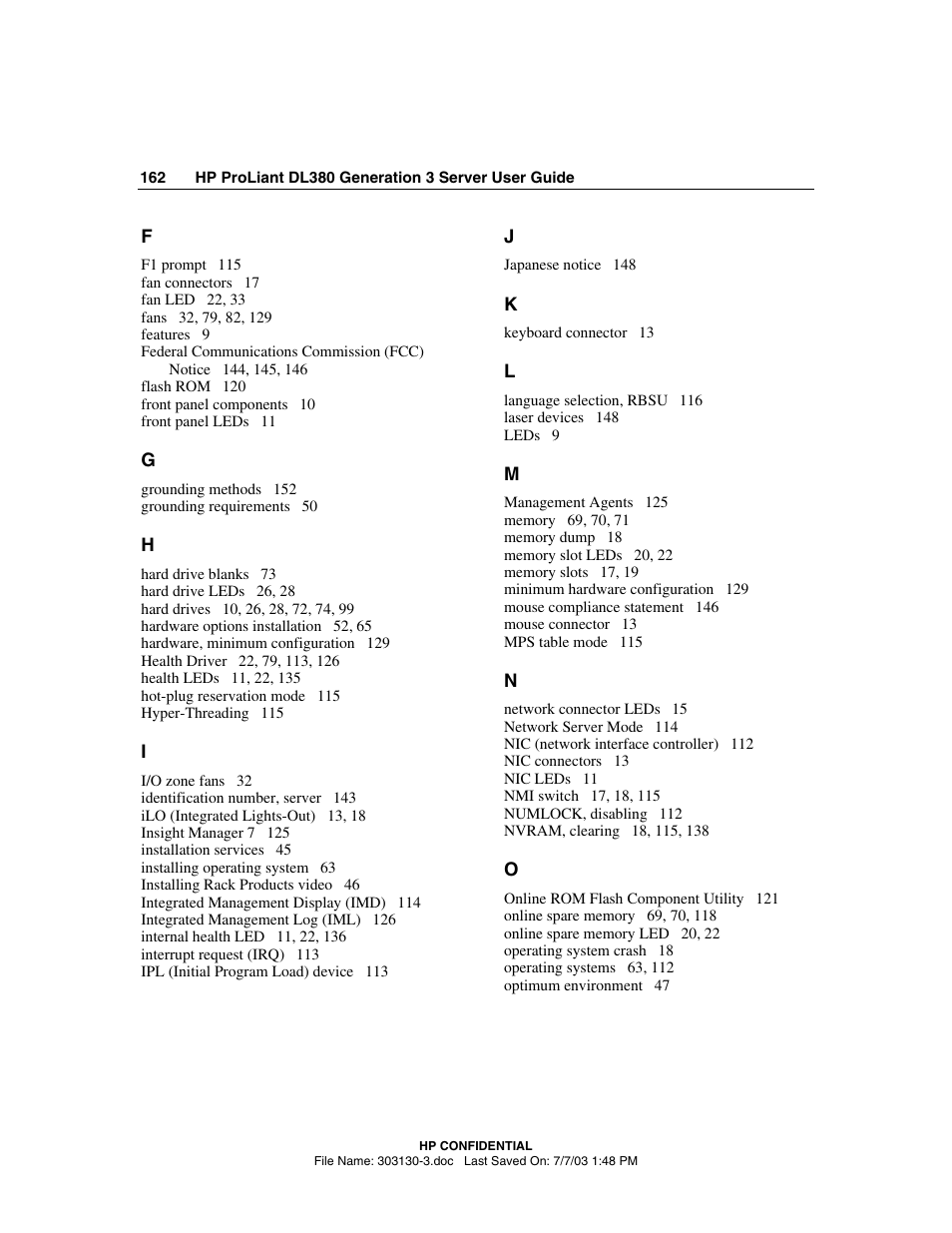 HP ProLiant DL380 G3 Server User Manual | Page 162 / 164