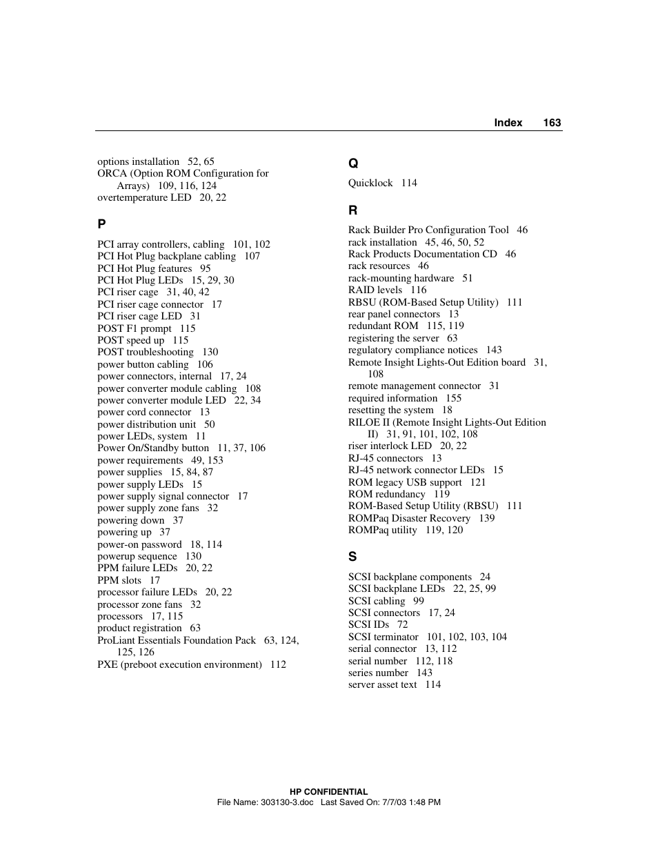 HP ProLiant DL380 G3 Server User Manual | Page 163 / 164