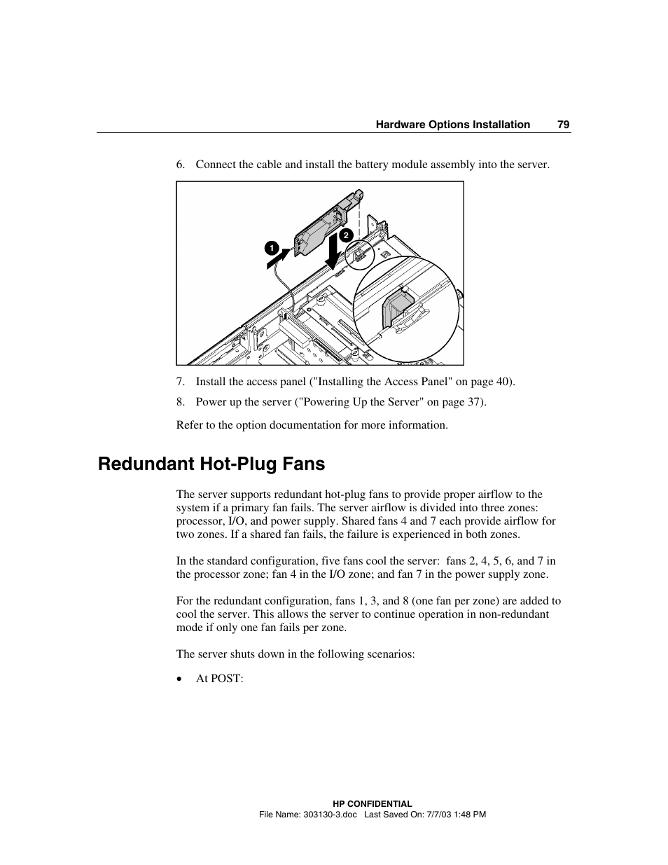 Redundant hot-plug fans | HP ProLiant DL380 G3 Server User Manual | Page 79 / 164