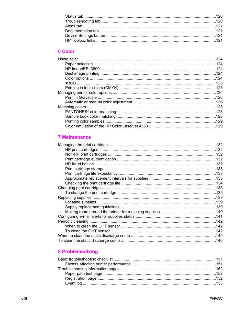 HP Color LaserJet 5550 Printer series User Manual | Page 10 / 294