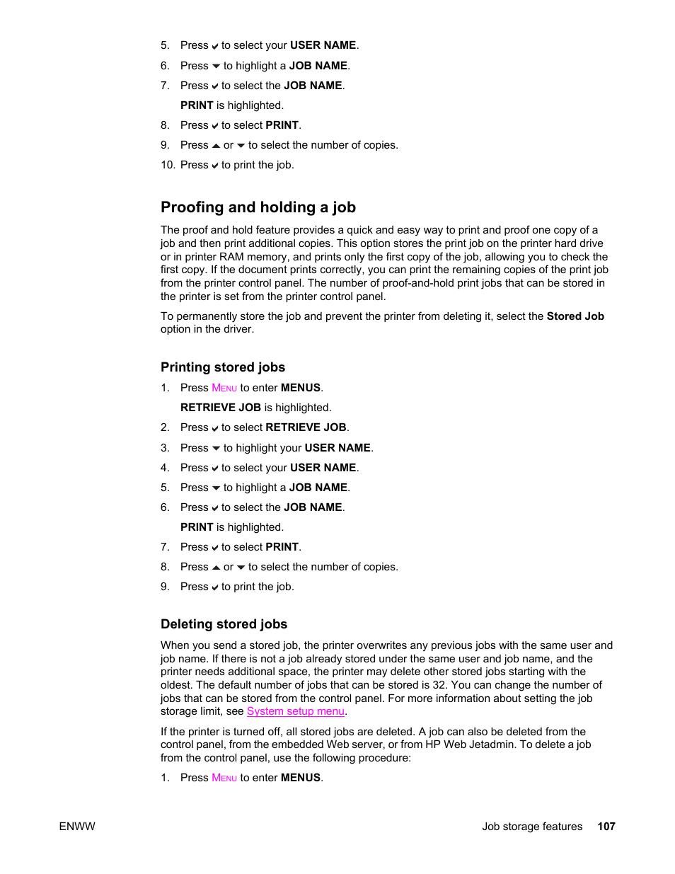 Proofing and holding a job | HP Color LaserJet 5550 Printer series User Manual | Page 121 / 294