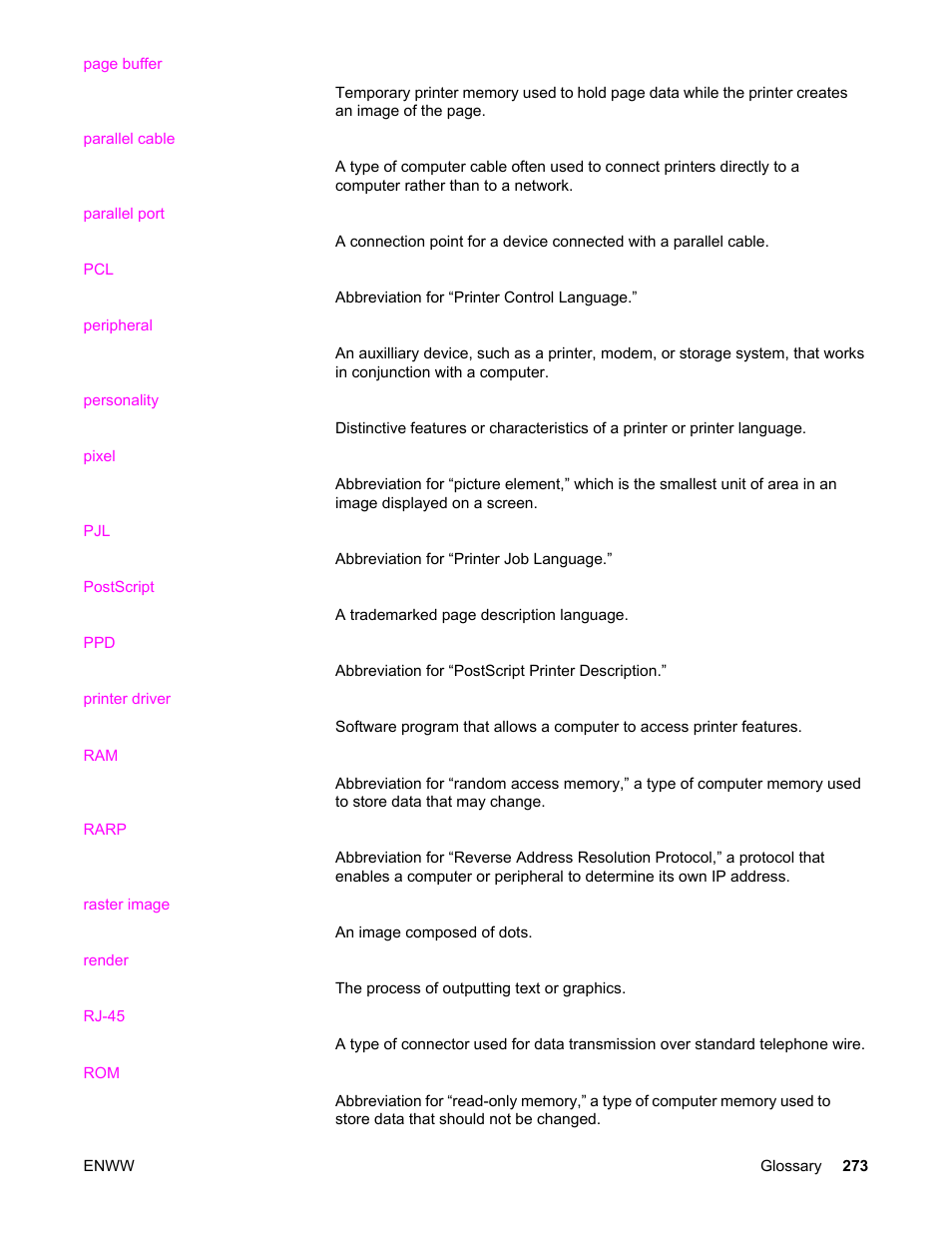 HP Color LaserJet 5550 Printer series User Manual | Page 287 / 294