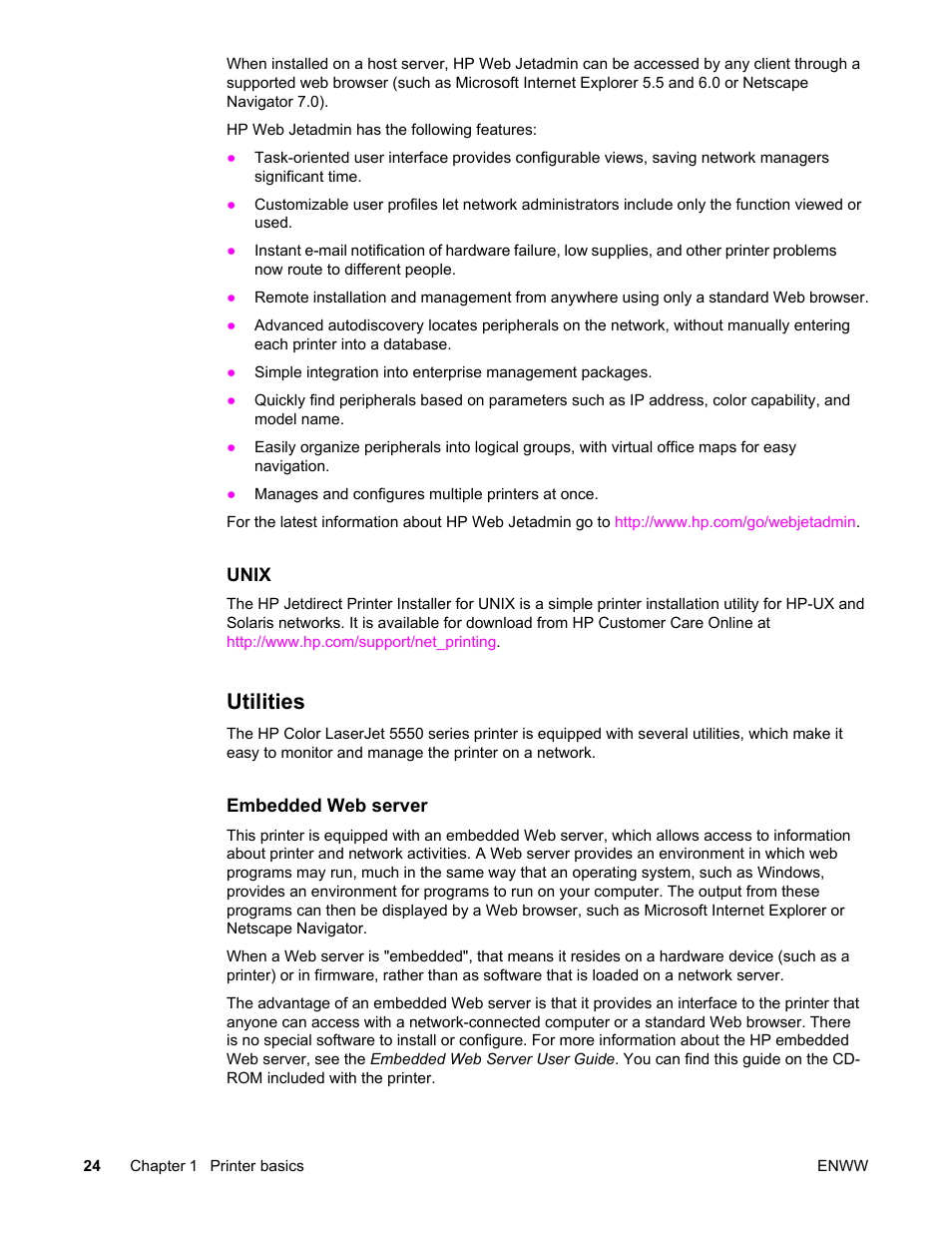 Utilities | HP Color LaserJet 5550 Printer series User Manual | Page 38 / 294