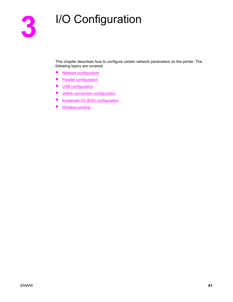 I/o configuration, 3 i/o configuration | HP Color LaserJet 5550 Printer series User Manual | Page 75 / 294