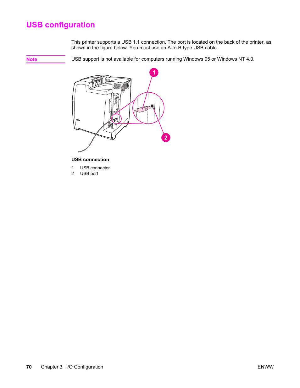 Usb configuration | HP Color LaserJet 5550 Printer series User Manual | Page 84 / 294