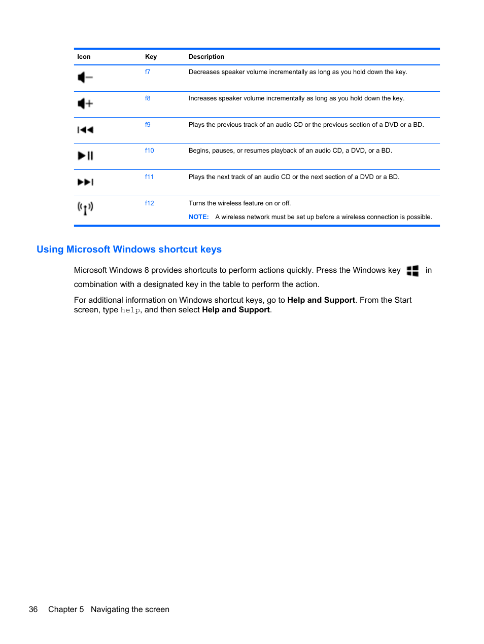 Using microsoft windows shortcut keys | HP Pavilion 10 TouchSmart 10-e010nr Notebook PC User Manual | Page 44 / 72