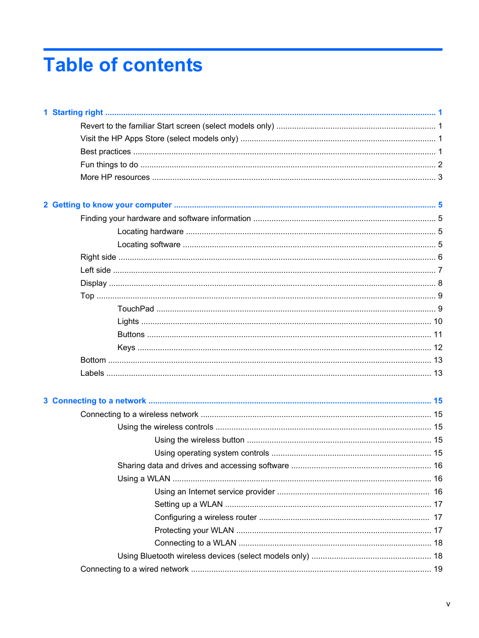 HP Pavilion 10 TouchSmart 10-e010nr Notebook PC User Manual | Page 5 / 72