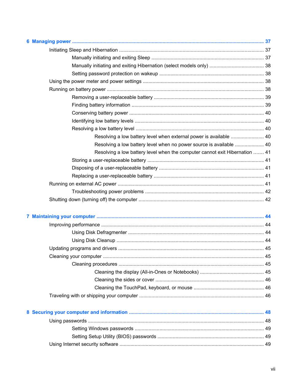 HP Pavilion 10 TouchSmart 10-e010nr Notebook PC User Manual | Page 7 / 72
