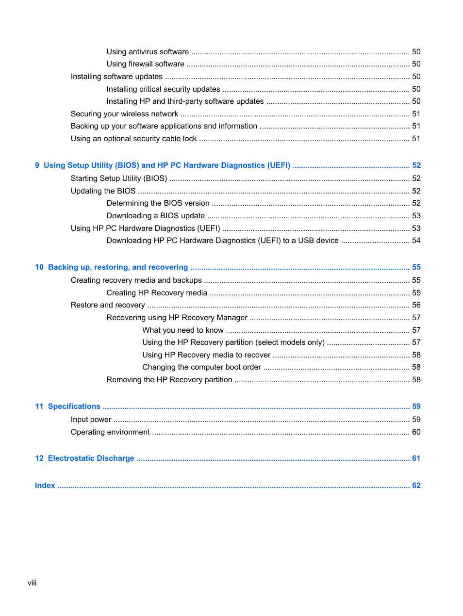 HP Pavilion 10 TouchSmart 10-e010nr Notebook PC User Manual | Page 8 / 72