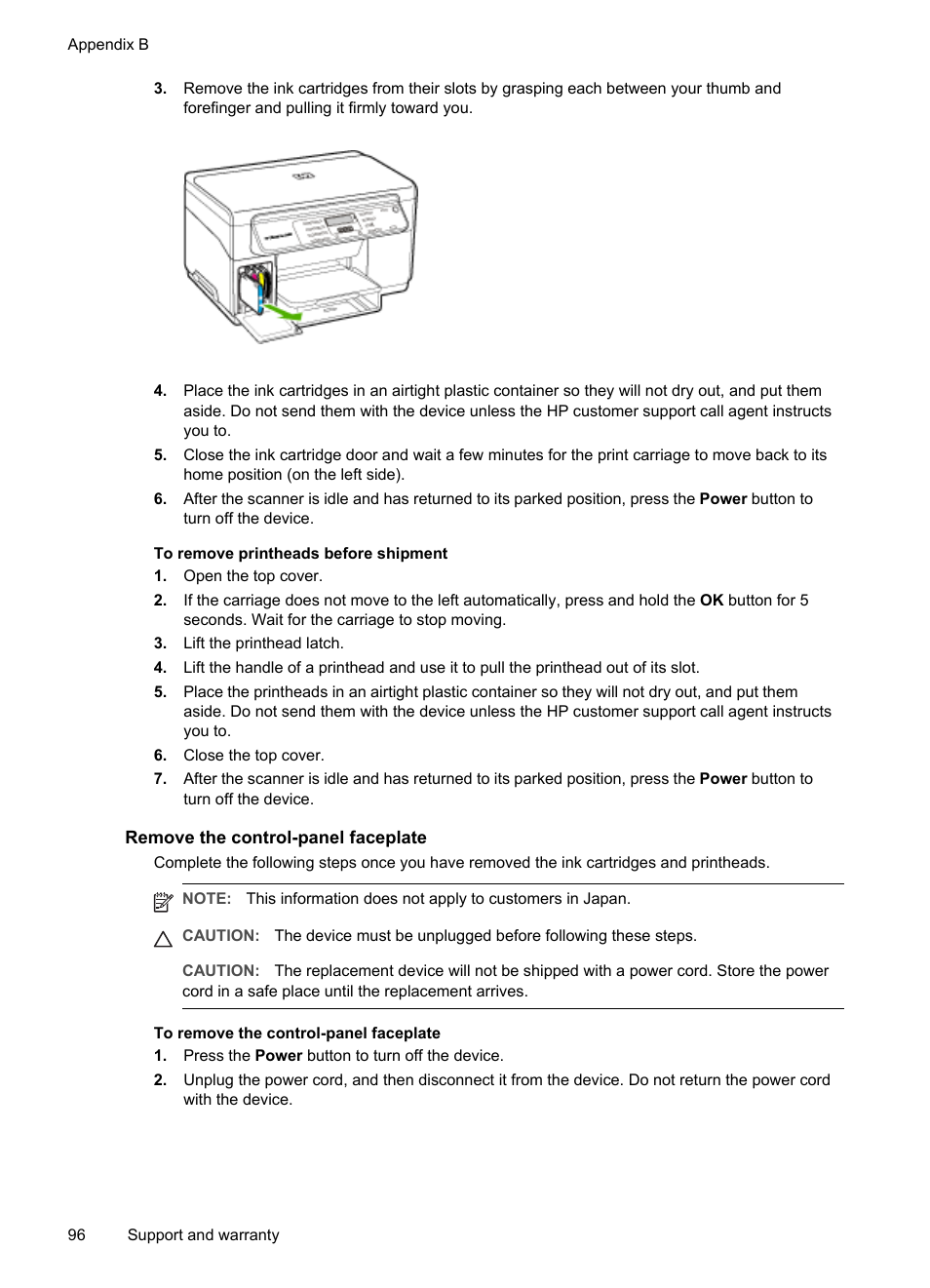 Remove the control-panel faceplate | HP Officejet Pro L7480 All-in-One Printer User Manual | Page 100 / 120