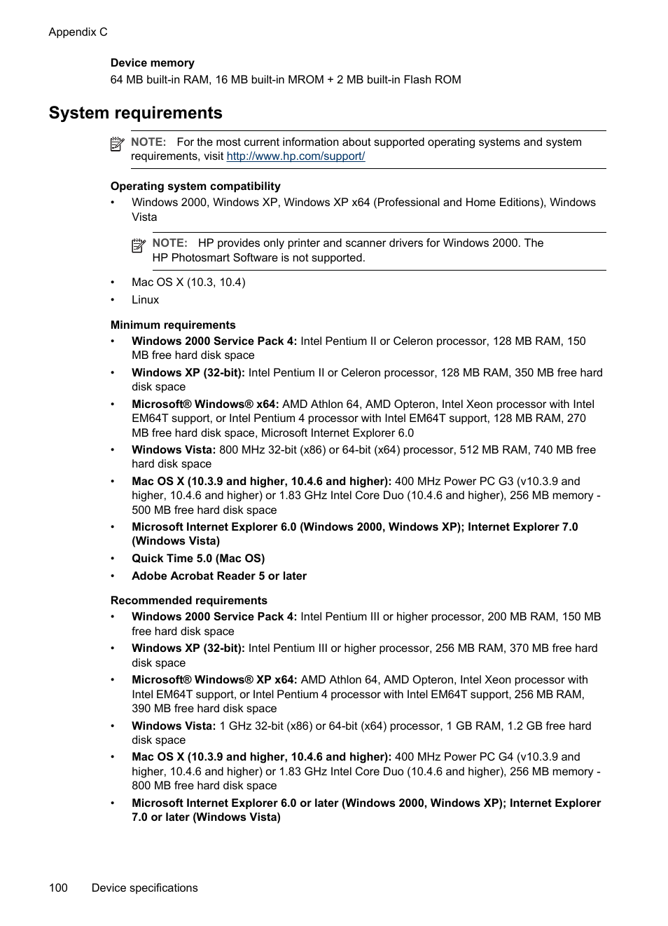 System requirements | HP Officejet Pro L7480 All-in-One Printer User Manual | Page 104 / 120